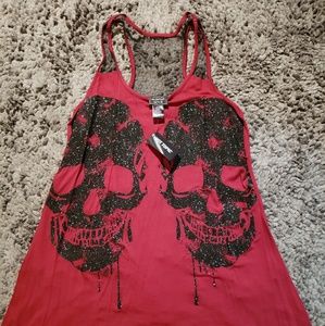 !!!sold!!!Glitter skull tank top